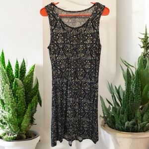 Croft & BARROW Sleeveless Black and Cream Patterned Dress SZ S